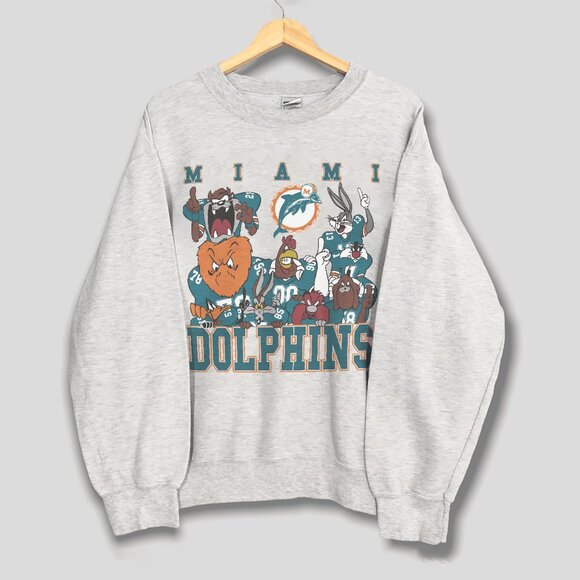 Vintage Miami Dolphins Looney Tunes Unisex Football Sweatshirt, Retro NFL Shirt - Picture 1 of 2